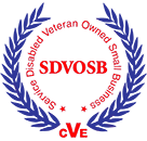 SDVOSB logo featuring a laurel wreath, indicating a Service-Disabled Veteran-Owned Small Business
