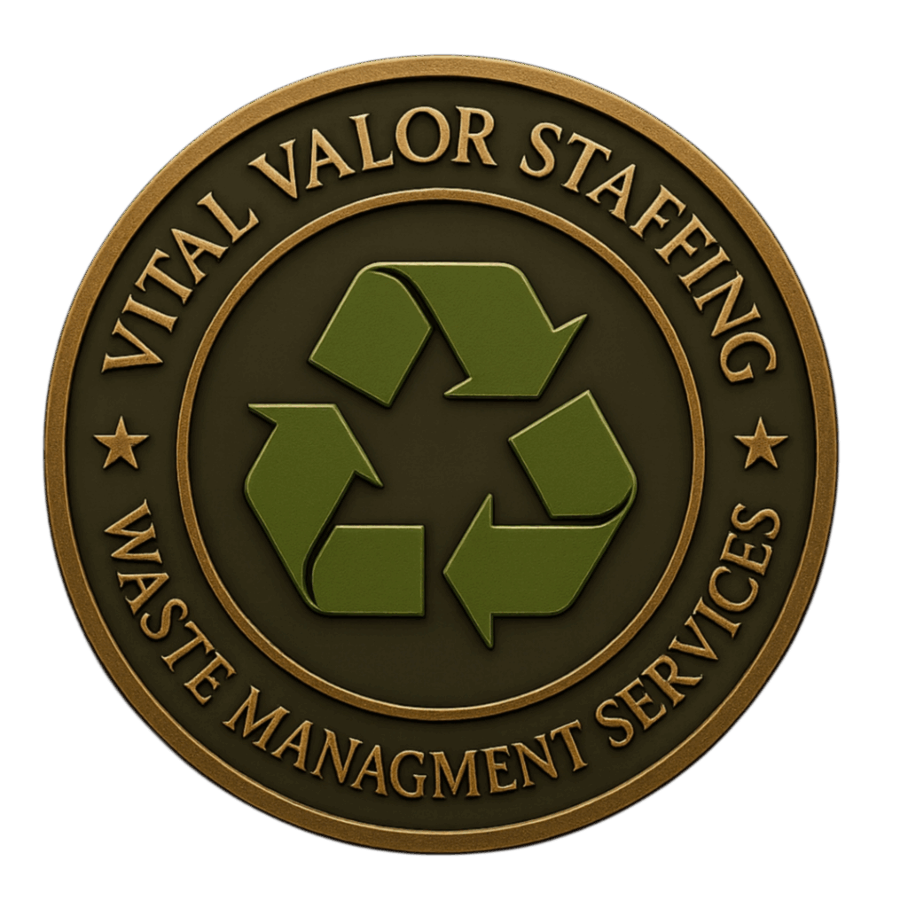 Vital Valor Staffing logo featuring a recycling symbol